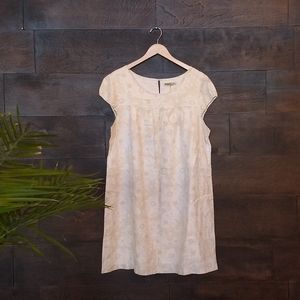 White Linen Old Navy Dress, with Tropical Print